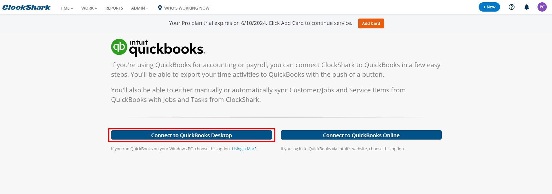 Using the QuickBooks Desktop Versions Integration
